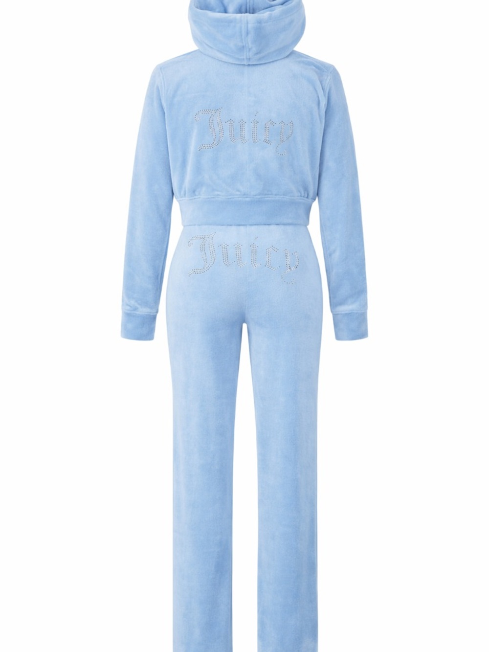 Juicy Couture Baby Blue Velour Tracksuit Set 💎 Rhinestone Logo • Size XL - Picture 3 of 5